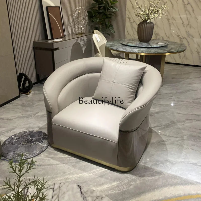 4yj9 Italian Style Light Luxury Genuine Leather Sofa Villa Living Room Large and Small Suite Combination