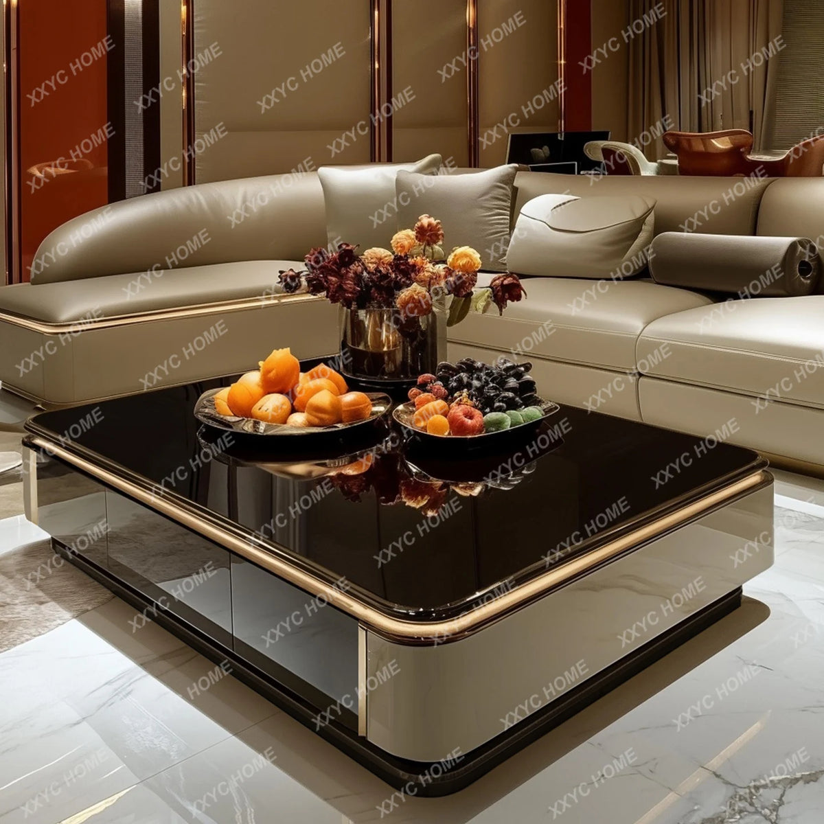 Light luxury large coffee table microcrystalline stone modern living room marble coffee table