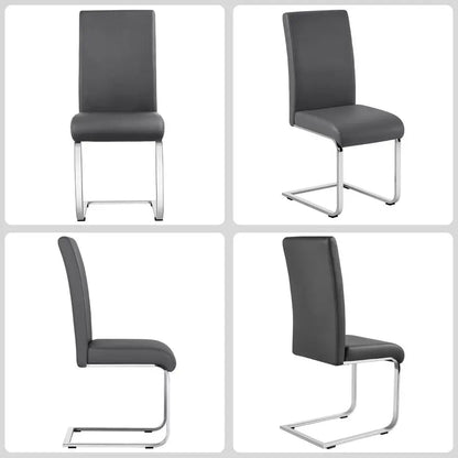 Dining Chairs Leather Upholstered Dining Side Chairs High Back Dining Room Chairs Metal Home Kitchen Furniture Modern 2PCS, Gray