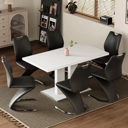 Mermaid Dining Chairs Set of 4, Modern Kitchen Dining Room Armless Upholstered Side Chairs in PU Leather Cushion Seat