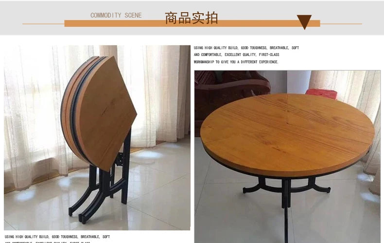 solid wood foldable dining table multi-functional invisible household removable retractable round table