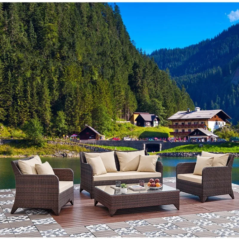 Wicker outdoor imitation rattan leisure living room courtyard balcony furniture sales office outdoor display negotiation sofa