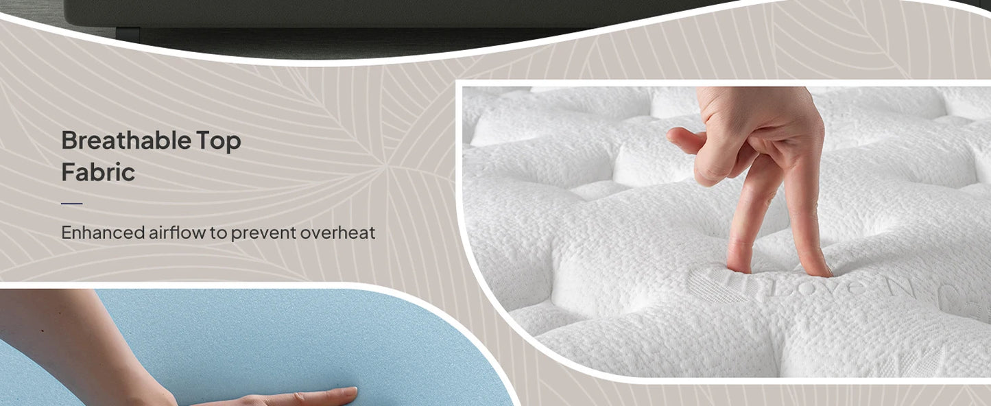 BedStory 14'' Full/King/Queen Size Mattress, Luxury Hybrid Mattress, Gel Memory Foam & Pocket Springs, Manufactured in USA