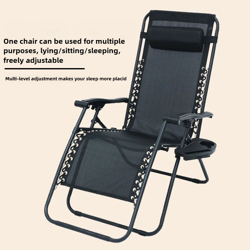 Portable Zero Gravity Lounge Chair – Folding Recliner with Lock, Cup Holder & Pillow for Patio Garden Balcony Camping Beach
