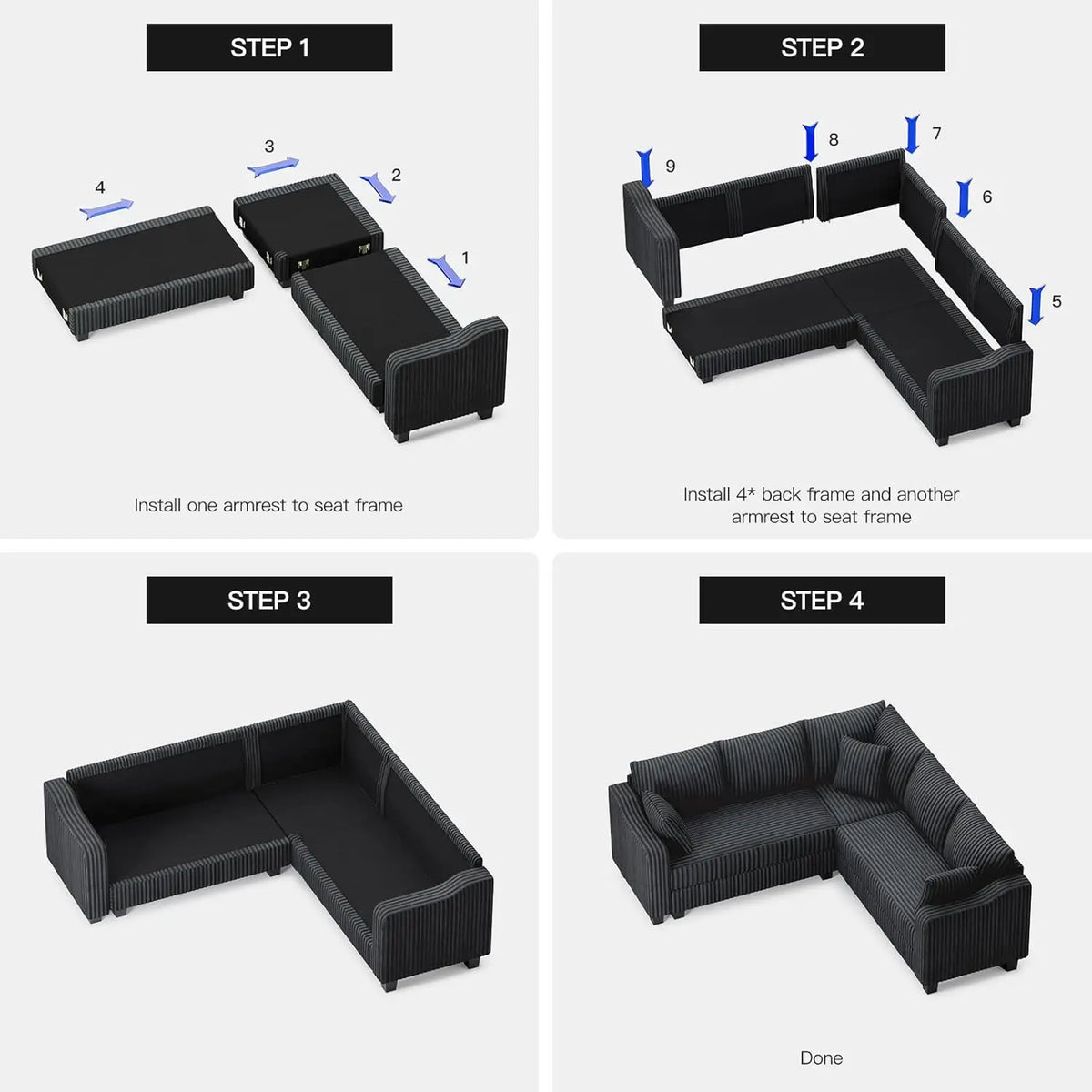 Convertible Sectional Couch with Chaise Corner Sectional Sofa L Shaped Couch Reversible Corner Upholstered Couches, Customized