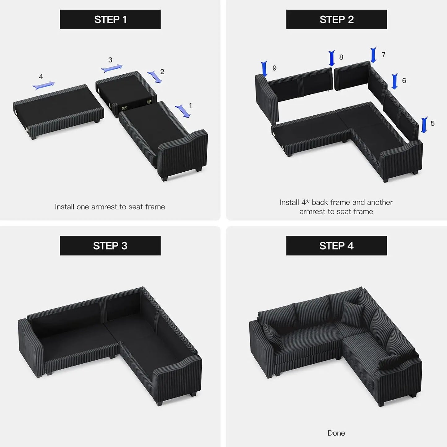 Convertible Sectional Couch with Chaise Corner Sectional Sofa L Shaped Couch Reversible Corner Upholstered Couches, Customized