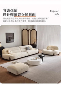 Very simple cream wind and cloud velvet fabric sofa small apartment living room straight row light luxury sofa