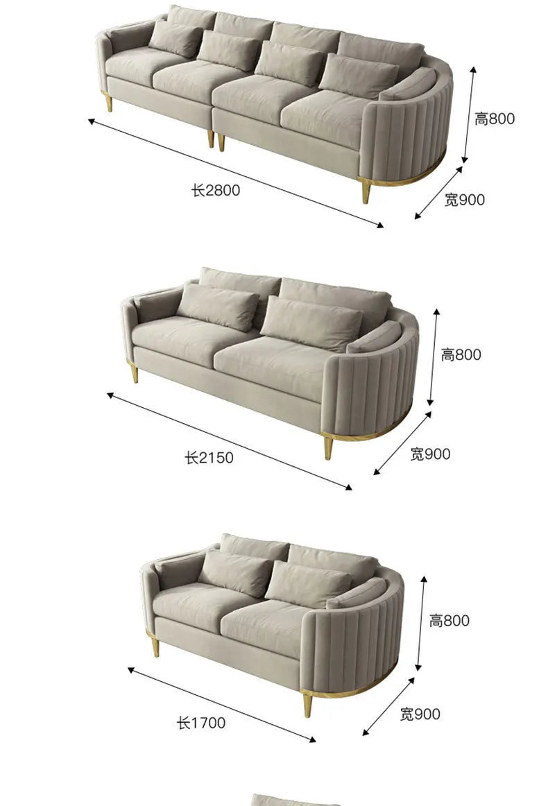 Light luxury fabric sofa simple modern large apartment living room coffee table combination