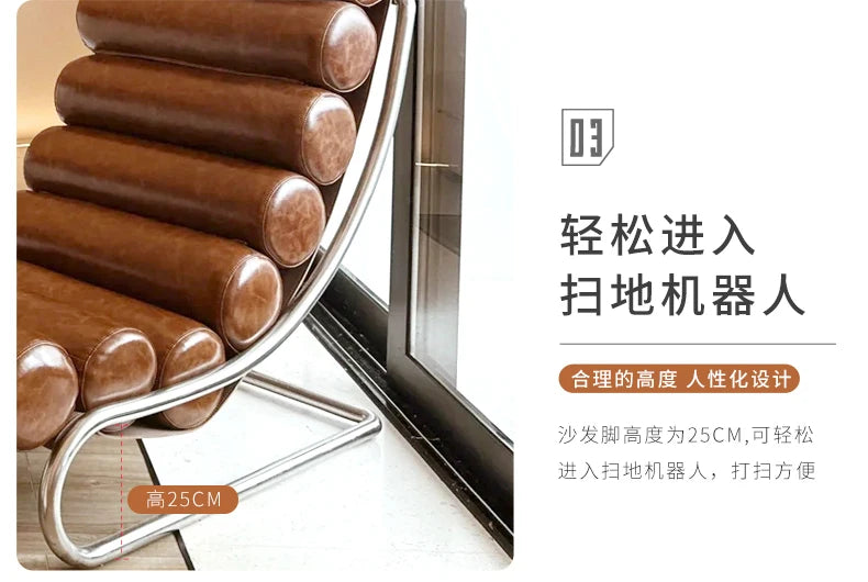 Stainless steel sofa chair Metal lazy recliner Light luxury leisure living room Home single sofa