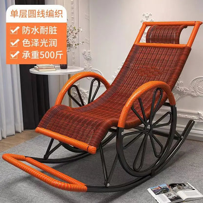 Rocking chair rattan chair adult nap recliner living room balcony lazy chair small rocking elderly leisure rocking