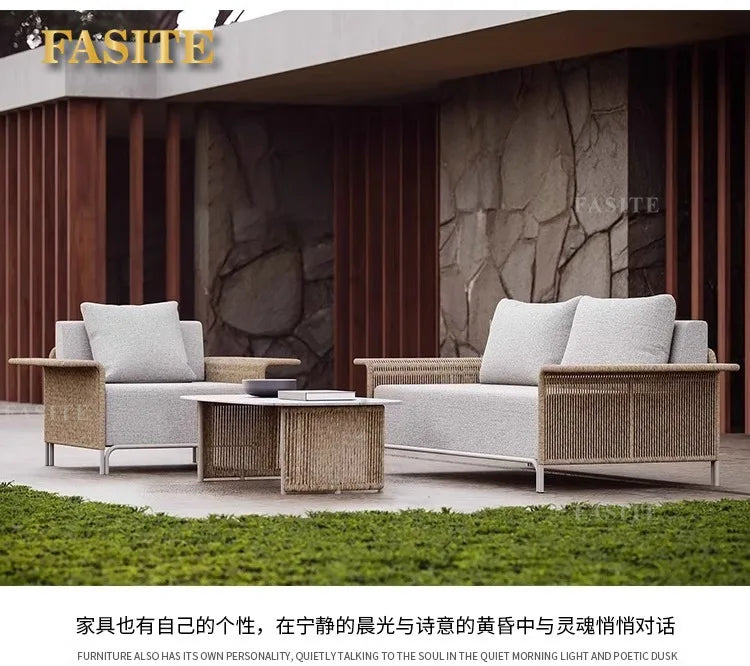 Outdoor Sofa Rattan Courtyard Garden Waterproof and Sunscreen Villa Sofa Simple Combination Rattan Furniture
