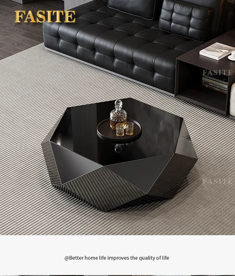 Fashion Italian minimalist gold diamond coffee table designer high-end small apartment modern