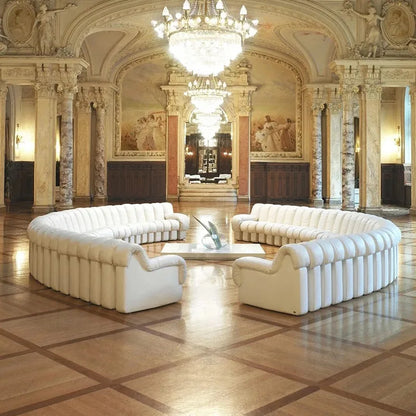 Artistic High End White Leather De Sede DS 600 Snake Sofa Curved Modular Sectional Sofa Round Water Proof Couch Set