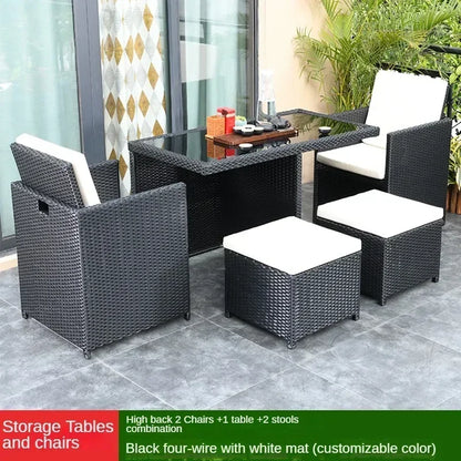 Patio Rattan Furniture Set Modern Open-air Garden Furniture Sets Waterproof and Sun-proof Armchair Leisure Outdoor Table Chairs