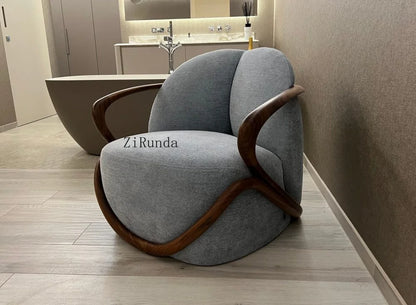 Modern living room furniture, high quality solid walnut lounge chair, high elastic sponge armchair