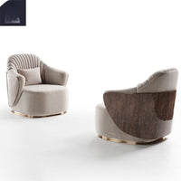 # Hot Villa Living Room Veneer Back Chair Luxury Modern Italian Leather Wood Veneer Leisure Chair