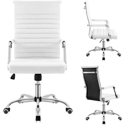 mid-back swivel armchair in white for office and conference rooms