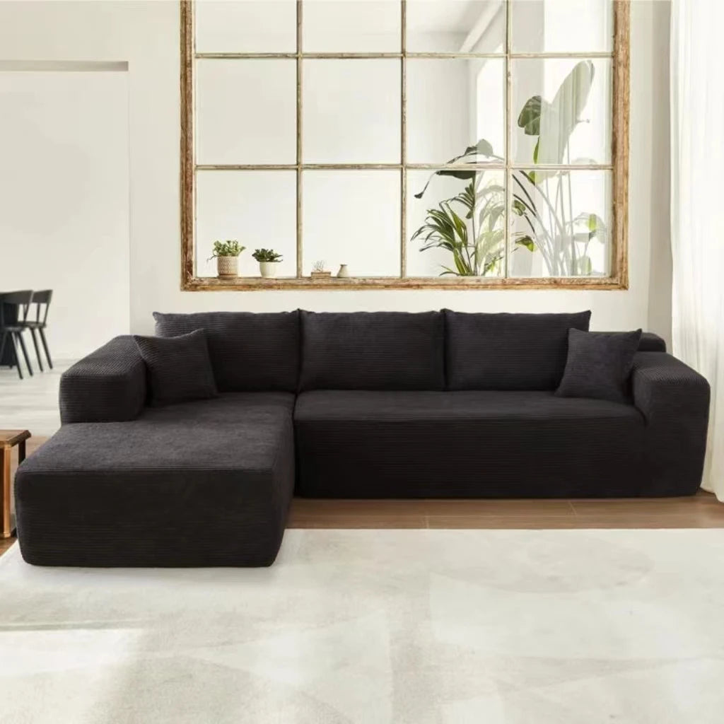 Modern tufted combination fabric compression combination sofa set L-shaped corner unit hotel villa apartment living room use