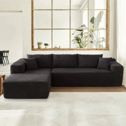 Modern tufted combination fabric compression combination sofa set L-shaped corner unit hotel villa apartment living room use