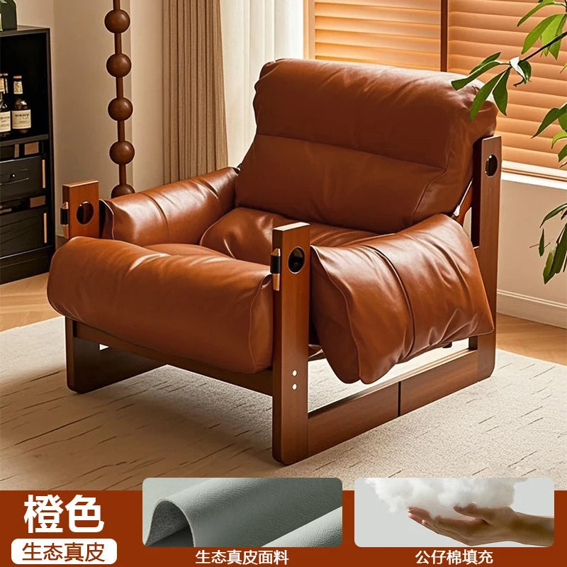 Mid century leather sofa chair balcony Luxury Design comfortable Lounge armchair modern interior fotel wypoczynkowy furniture