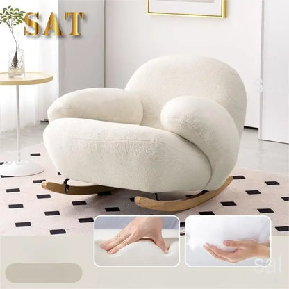 Big white Internet celebrity rocking chair lazy sofa single rocking cream living room lazy chair simple balcony bedroom