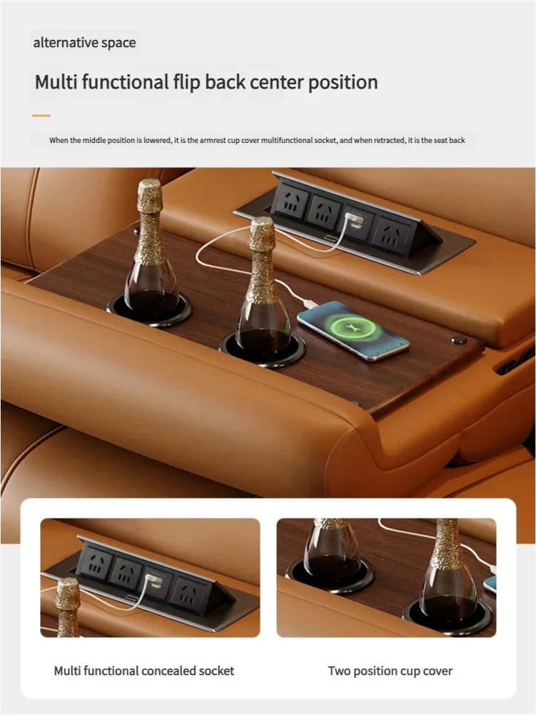 Relaxing Genuine Leather Sofa Living Room Electric Reclining Italian Sofa Lounge Luxury Divani Da Soggiorno Apartment Furniture