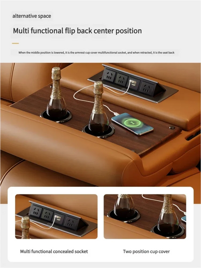 Relaxing Genuine Leather Sofa Living Room Electric Reclining Italian Sofa Lounge Luxury Divani Da Soggiorno Apartment Furniture