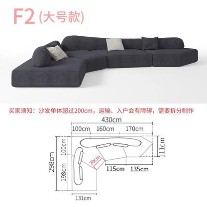Fabric Sofa Combination Villa Large Apartment Sitting Italian Rock Irregular Special-shaped Large Flat Edta Double-sided