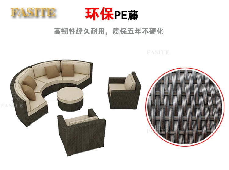 Outdoor Rattan Sofa Circular Villa Terrace Courtyard Rattan Art Living Room Leisure