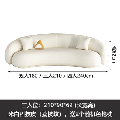 Arc-shaped sofa, small unit, internet celebrity, light luxury homestay villa, designer, lamb plush leather art sofa