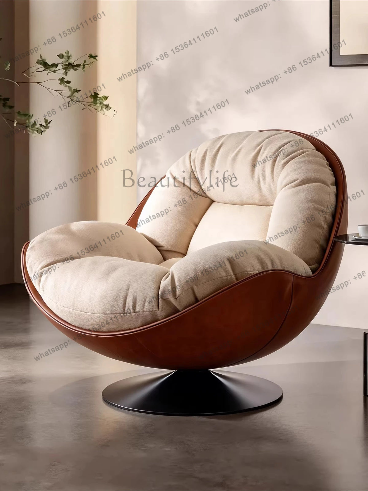yj9 Light luxury modern leisure swivel chair, Nordic recliner advanced lazy