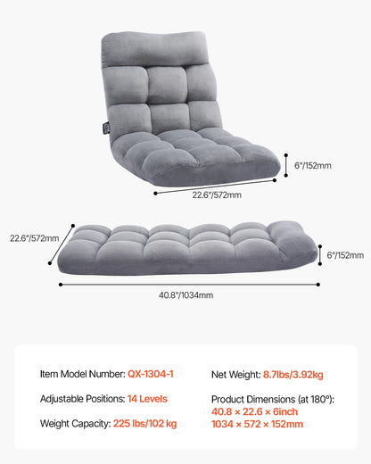 SucceBuy Floor Chair Recycled Foam Folding Sofa Chair Multifunctional Floor Chair with Back Support Ideal for Sleeping Reading