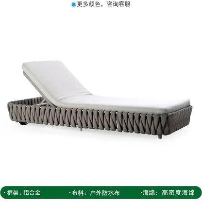 Outdoor Rattan Aluminum Alloy Lounge Bed Leisure Hotel Beach Open-Air Sofa Recliner Set