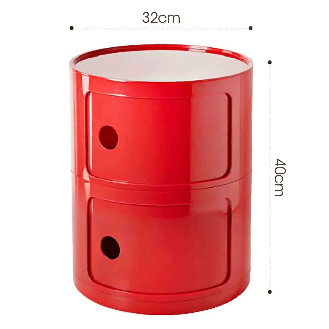 Plastic Round Nightstand Bedside Table Cabinet with Sliding Doors Round Storage Bedside Cabinet Nightstand  for Living Bedroom