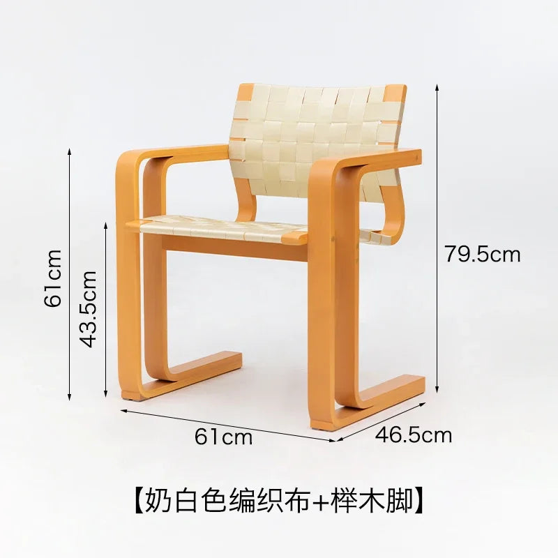 xArmrest Dining Chair Mid-Ancient Woven Chair Retro Desk Office Computer Chair