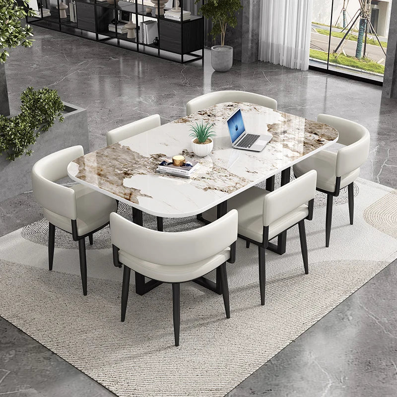 Minimalist   Marble Top Dinning Table 6 Seater Modern Restaurant Home Dining Room And Chairs Sets