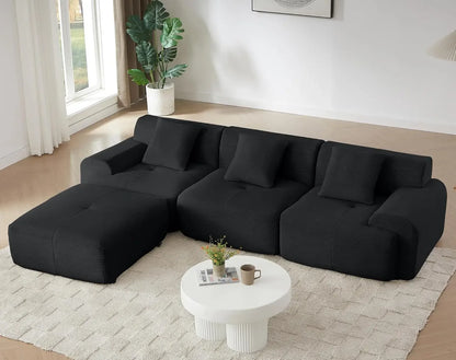 Cloud Couch Boneless Oversized Modular Sectional Sofa with Ottoman Deep Seat Soft Corduroy for Living Room