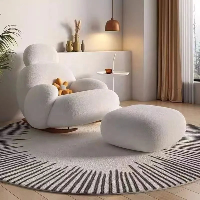 Big white Internet celebrity rocking chair lazy sofa single rocking cream living room lazy chair simple balcony bedroom