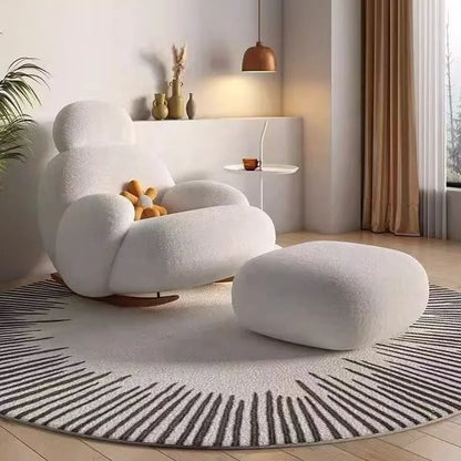 Big white Internet celebrity rocking chair lazy sofa single rocking cream living room lazy chair simple balcony bedroom