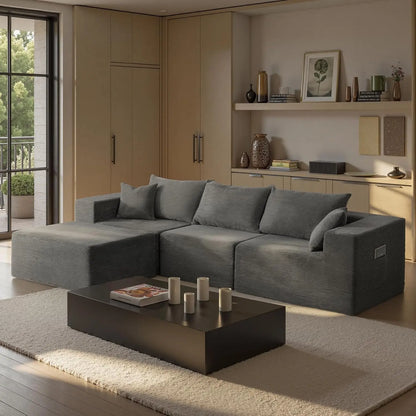 Cloud Sectional Couch with L-Shape Chaise,Modern Modular Sofa with Deep Seat, Upholstered Couches for Living Room Bedroom,No Ass