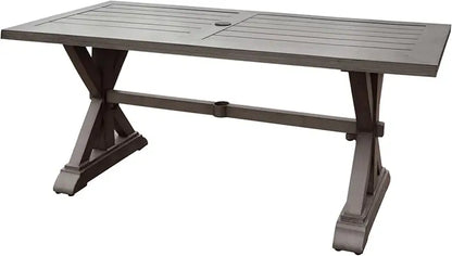 Beenle Modern Outdoor Aluminum Dining Table, Dark Gray