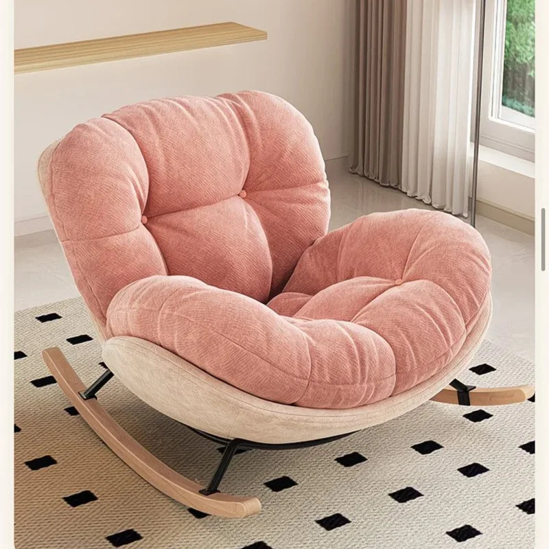 Eggshell Rocking Chair for Home Living Room Single Sofa Lazy Chair Balcony Leisure Chair Girls Pink Rocking Chair