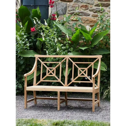2-Person Teak Garden Bench with Comfortable Armrests, Backrest, and Slatted Seat, Supports 800 lbs, Ideal for Patio, Porch, or P