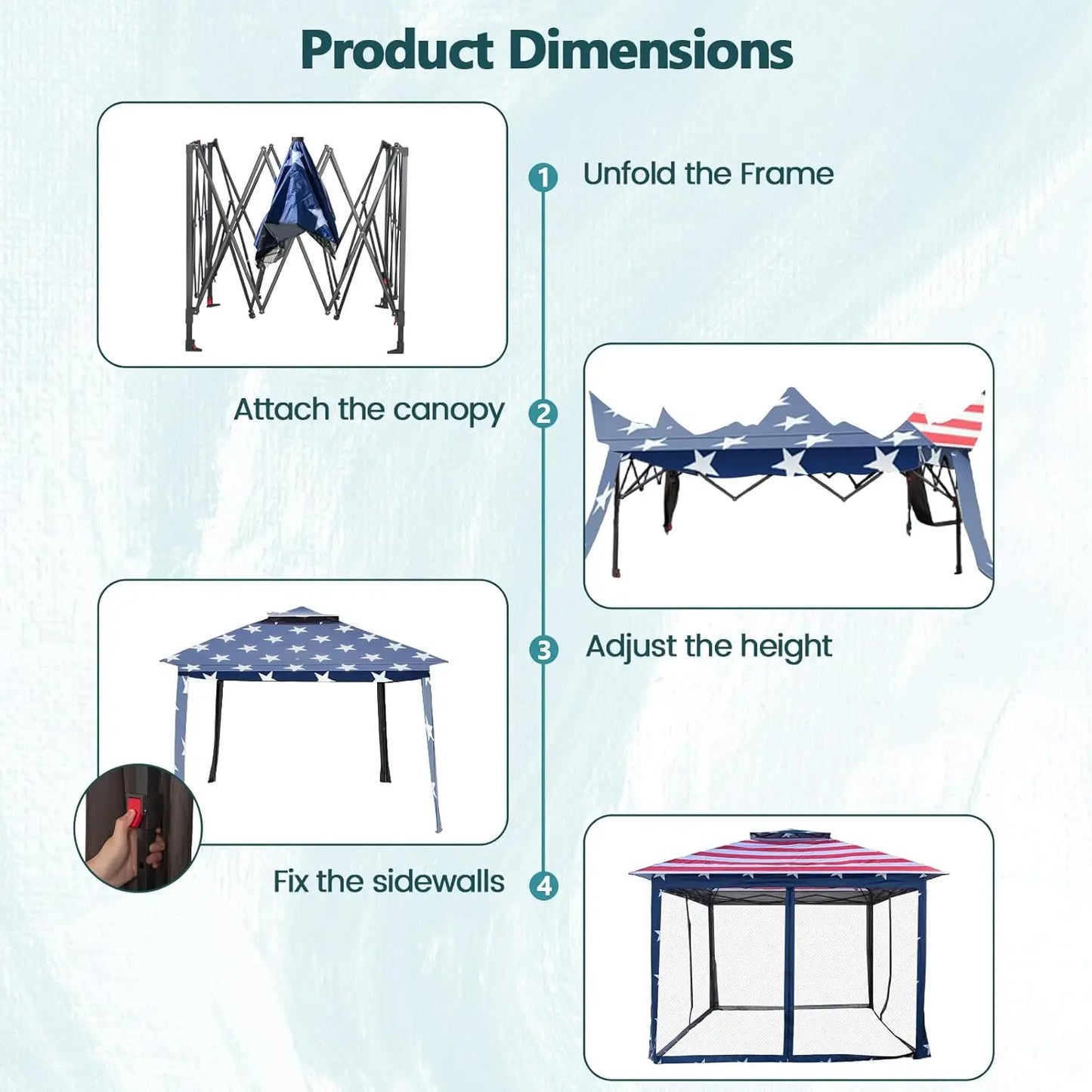 11 ft × 11 ft Pop up Gazebo, Portable Screen Canopy Shelter w/Mesh Netting Sidewalls, Vented Top, Drainage Holes,, Customized
