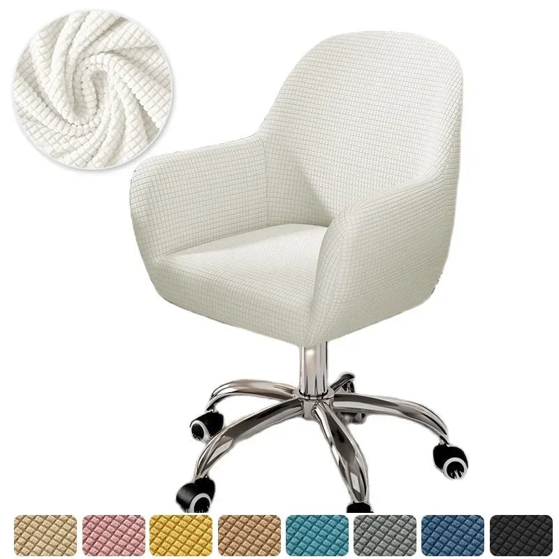 Solid Elastic Rotating Chair Cover Dining Room Spandex High Sloping Armchair Covers Office Chair Slipcover Coffee Bar Make Up