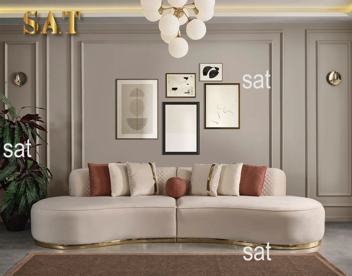 Newest Luxury Golden Stylish Base Decor Lobby Sofa Set Stainless Steel Lounge Chair Velvet Couch for Hotel Home