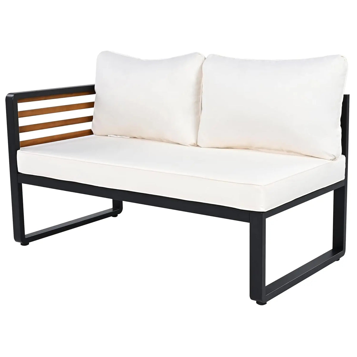 Modern L-Shaped Outdoor Conservation Sofa Set with Coffee Table, Acacia Wood Patio Sectional Sofa for Gardens,, Customized