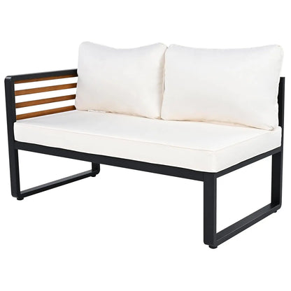 Modern L-Shaped Outdoor Conservation Sofa Set with Coffee Table, Acacia Wood Patio Sectional Sofa for Gardens,, Customized