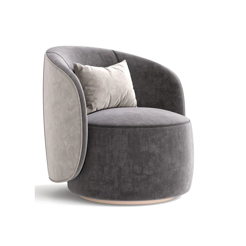 Italian minimalist light luxury leather sofa chair living room home high-end horse fur backrest leisure chair stainless steel