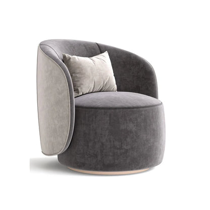 Italian minimalist light luxury leather sofa chair living room home high-end horse fur backrest leisure chair stainless steel